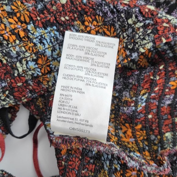 FREE PEOPLE Smocked Puff Sleeve Crop Top Sz L NEW - Picture 10 of 11